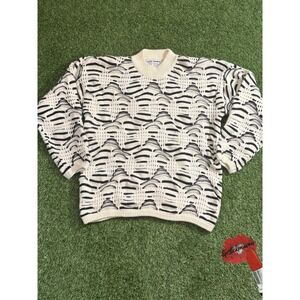 Vintage Kitty Hawk Sweater Womens Small Black White Abstract Cosby 80s 90s